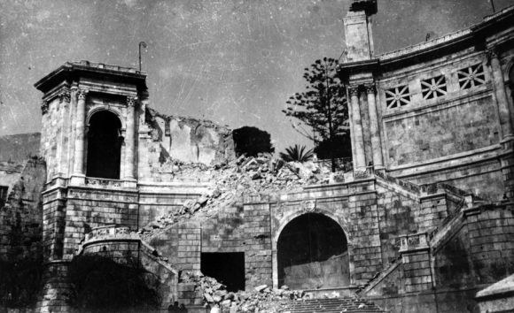 Cagliari - Bastione di S. Remy colpito dai bombardamenti