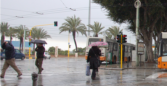Pioggia a Cagliari