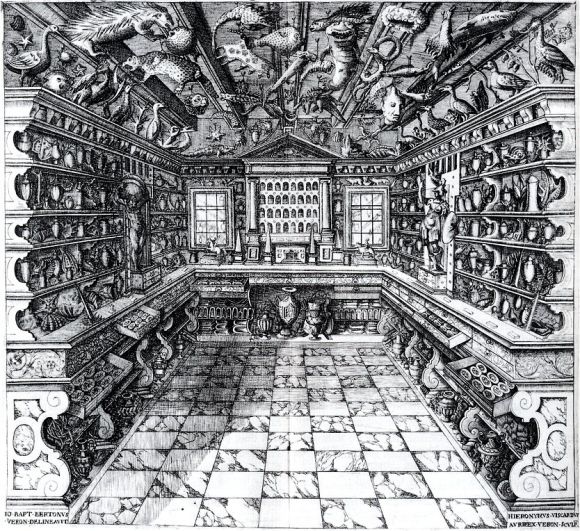 Darkkammer - Francesco Calzolari, Cabinet des curiosites, da Musaeum Calceolarium Verona, 1622.