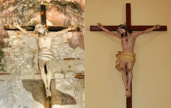 Il Crocifisso prima e dopo l'intervento di restauro